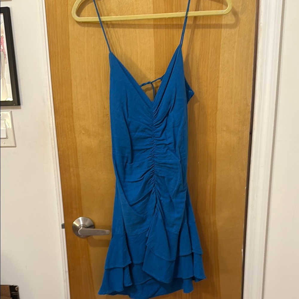 Zara Blue Ruffled Dress - Picture 2 of 3